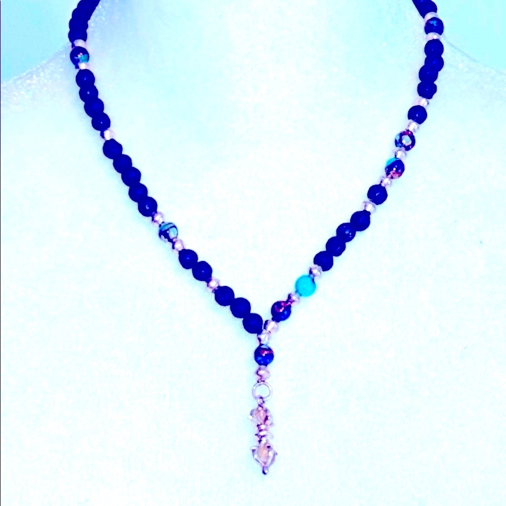 💙Bali Necklace Turquoise & Sterling Silver Drop & Adornments  Beaded Necklace